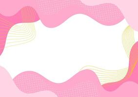 Flat design background, pink waves and yellow flowing lines. vector