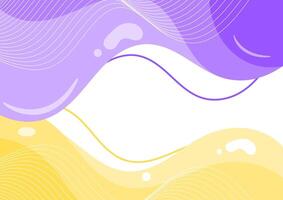 Purple and yellow wave with flowing line. Flat design style background. vector