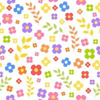 floral seamless pattern with leaves and flowers on a white background vector