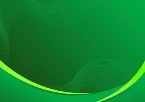 Green gradient abstract background with curved lines. vector