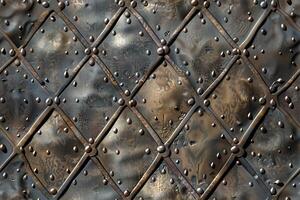 A metal door with rivets and rivets photo