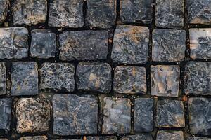 A close up of a cobblestone street photo