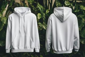 Two white hoodies mockup photo
