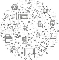 Set of smart devices and gadgets, computer equipment and electronics vector