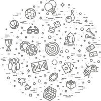 Simple set of games related line icons vector