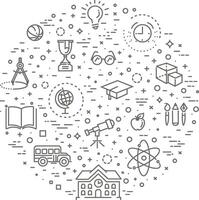 Outline web icon set - School education vector