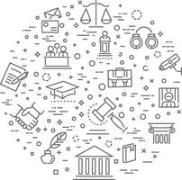Legal consulting services concept illustration, thin line flat design vector