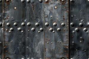A metal door with rivets and rivets on it photo
