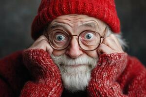A man with glasses and a red hat photo