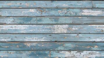 A textured wooden wall with a weathered blue paint finish, showcasing various shades of blue and natural wood grain patterns. photo