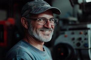 A smiling man in a factory photo