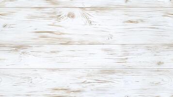 White wooden surface with natural grain patterns and textures. The wood appears weathered and rustic, providing a clean and bright background. photo