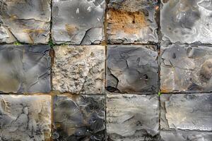 A wall with many different colored squares photo