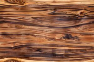 Beautifully grained wooden teak surface, showcasing rich brown and golden hues with unique patterns and textures. photo