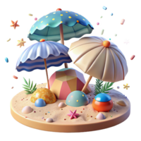 elegant artistic Impressionist Beach Scene with Umbrellas Cutout for Summer Projects authentic png