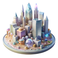 beautiful artistic Impressionist Cityscape Panorama Transparent Background detailed png