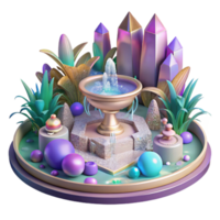 magnificent creative Impressionist Garden with Fountain Transparent Background png