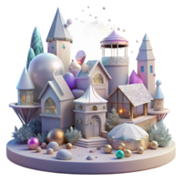 serene abstract Impressionist Village Scene Transparent detailed png