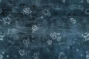 A chalkboard with drawings on it photo