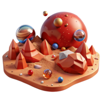 extraordinary artistic Mars Landscape Red Rocks and Dust Isolated for Planetary premium png