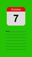 October 7, Green Screen Calendar Animation with Note Space video