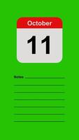 October 11, Green Screen Calendar Animation with Note Space video