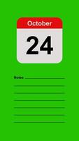 October 24, Green Screen Calendar Animation with Note Space video
