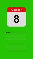 October 8, Green Screen Calendar Animation with Note Space video