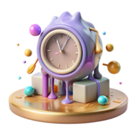 extraordinary modern Melting Clock on a Desk Cutout Transparent Background original png