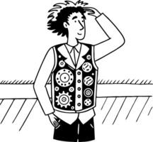 Creative Character in Mechanic Vest Saluting with a Grinning Expression for Fun Illustrations vector