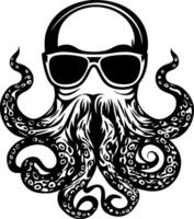 Cool Octopus With Sunglasses and Beard Graphic Design for T-shirt Prints and Tattoos vector