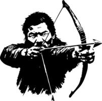 Dynamic Archer Illustration Emphasizing Precision and Skill for Tattoo Designs and Artwork vector