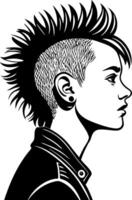 Edgy Profile View of a Young Person with Mohawk Hairstyle Perfect for Tattoo Design and Artwork vector