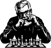 Thoughtful Chess Player Contemplating Strategy with Intense Focus for Game Design Projects vector