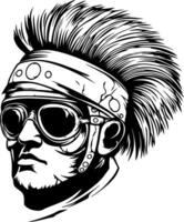 Rebel Punk with Mohawk and Sunglasses Illustration for Graphic Design and Tattoos vector
