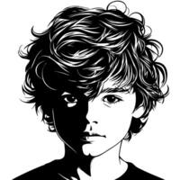 Stylized Portrait of a Boy with Messy Hair for Artistic Projects and Illustrations vector
