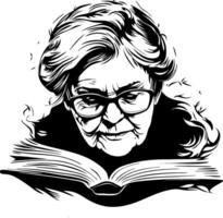 Elderly Woman Reading Book Illustration for Posters and Educational Materials vector