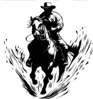 Dynamic Cowboy Riding Horse Splashing Water Illustration for Western Themes and Designs vector