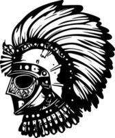 Detailed Roman Gladiator Helmet Illustration with Feather Crest for Tattoo and Artwork Design vector