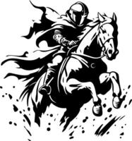 Knight on Horseback in Dynamic Action Scene for Fantasy Art and Tattoo Design vector