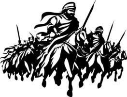 Warriors on Horses Charging Forward with Swords for Action Themes and Dynamic Designs vector