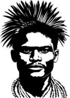 Stylized Portrait of a Man with Spiky Hair Representing Cultural Identity and Strength vector