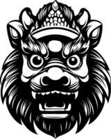 Intricate Lion Head Illustration with Regal Details for Tattoo Designs and Art Projects vector