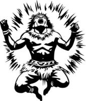 Dynamic Indigenous Warrior with Energetic Pose for Unique Tattoo and Graphic Design vector