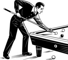 Vintage Pool Player Concentrating Over Billiard Table Ideal for Retro Design and Decor vector