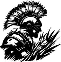 Silhouette of a Stoic Roman Gladiator in Armor for Tattoo and Graphic Design Inspiration vector