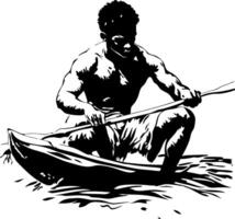 Man Kayaking on Water in Stylish Design for Outdoor Adventure Enthusiasts vector