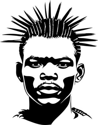 Bold Portrait of Young Man with Spiked Hair for Tattoo Design and Graphic Art