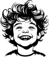 Joyful Child with Curly Hair Happy Expression Illustration for Creative Projects vector