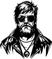 Cool Bearded Man with Sunglasses and Leather Jacket Art for Tattoo and Design Projects vector